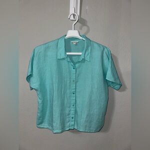 Eileen Fisher Linen Collared Top Medium